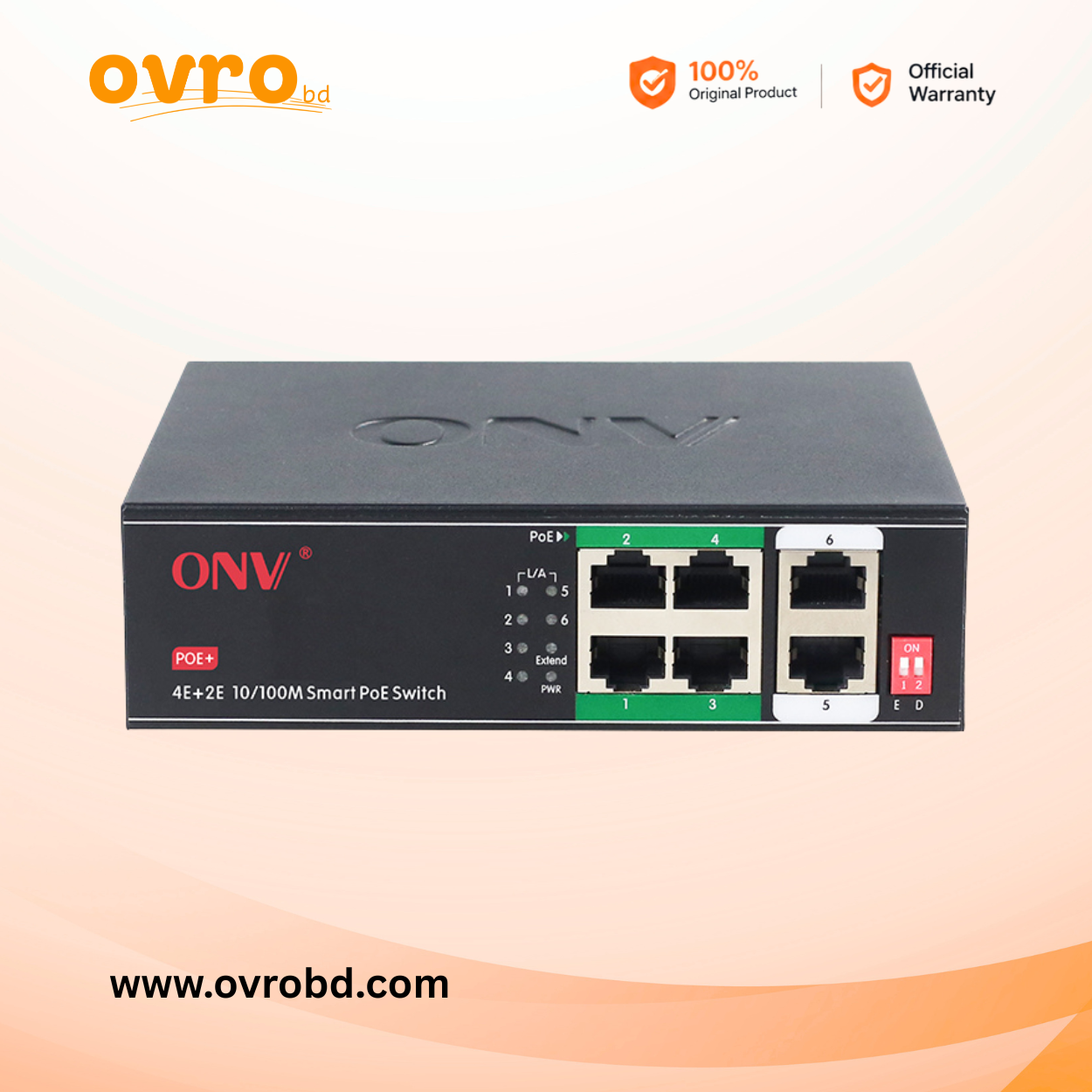 10/100Mbps 6-Port Smart PoE Switch | 4-Port PoE + 2-Port Uplink Network Switch
