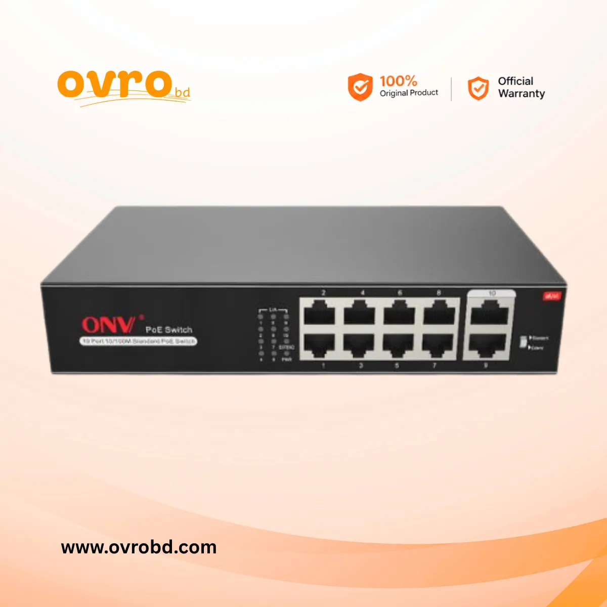 ONV-H1108PSD 8-Port 10/100Mbps PoE+ Switch with 2 Uplink Ports