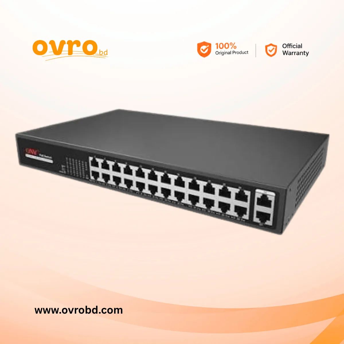 ONV-H1024PS 24-Port 10/100Mbps PoE Switch with 2 Gigabit Uplink Ports
