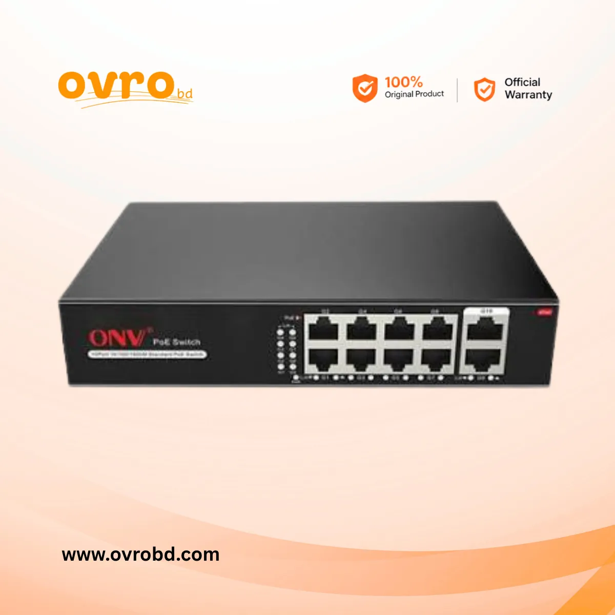 ONV-H3108PS 8-Port Gigabit PoE+ Switch with 2 Gigabit Uplink Ports