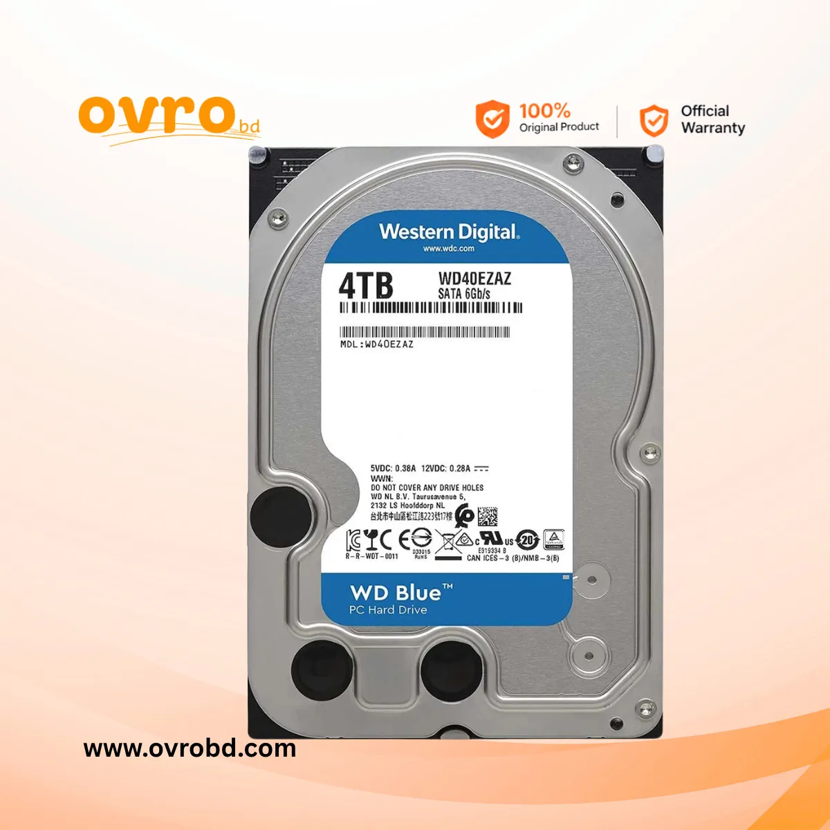 Western Digital WD Blue 4TB SATA Internal Hard Disk Drive for Desktop PC (WD40EZAX)