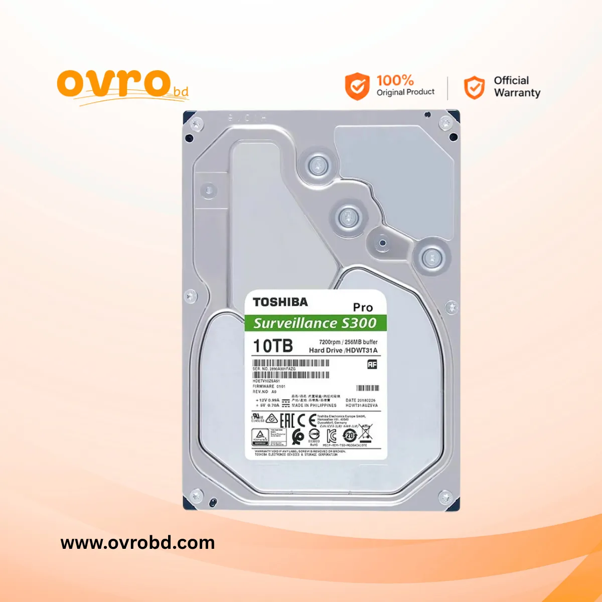 Toshiba X300 10TB SATA Internal Hard Disk Drive for Desktop PC