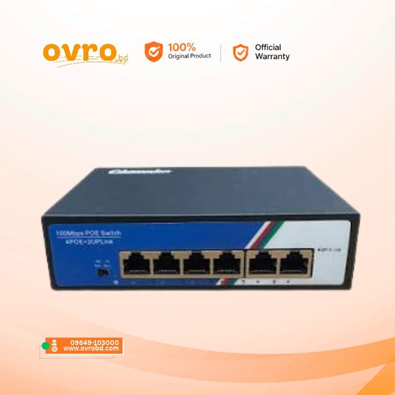 Champion Standard PoE Switch 4 Gigabit + 2 Gigabit 4 Port Full Gigabit