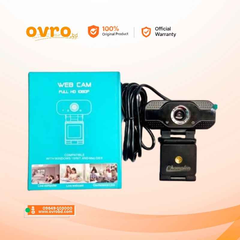 Champion Web Camera 2MP/1080P with Built-in Microphone Price in Bangladesh