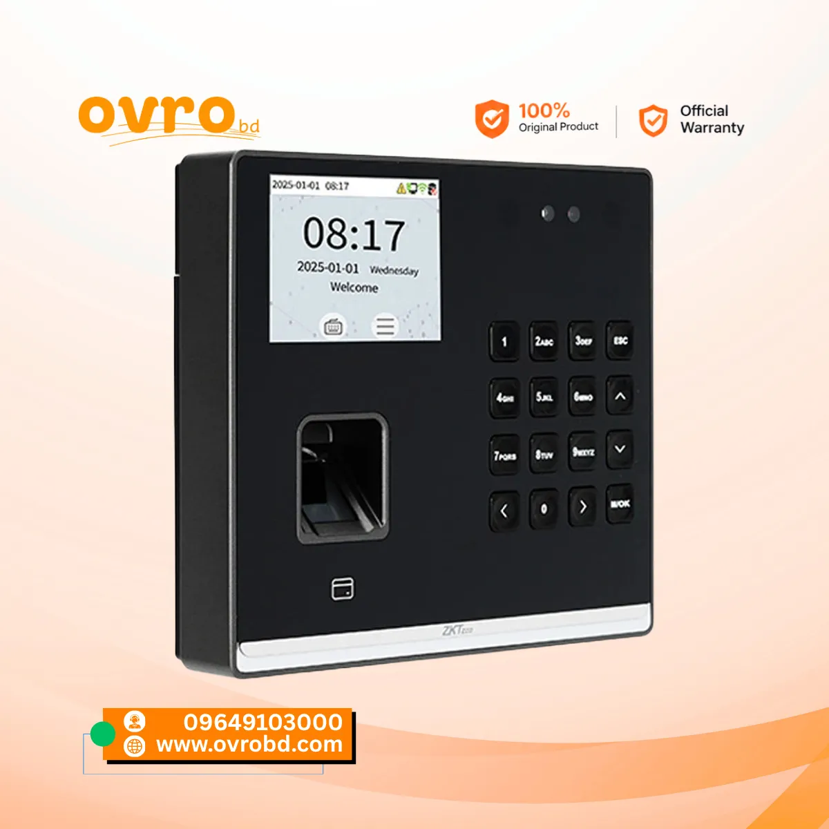 ZKTeco SenseFace M2F-LR (Battery) Face Recognition & Fingerprint Time Attendance and Access Control Terminal