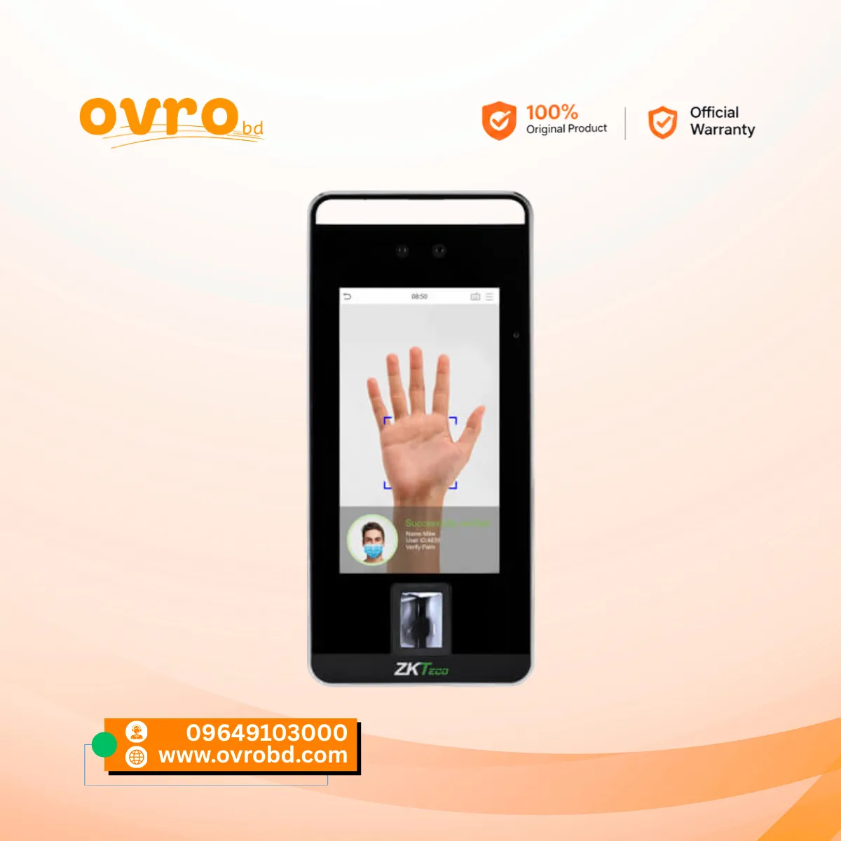 ZKTeco SpeedFace-V5L Face Recognition, Fingerprint & Access Control Machine