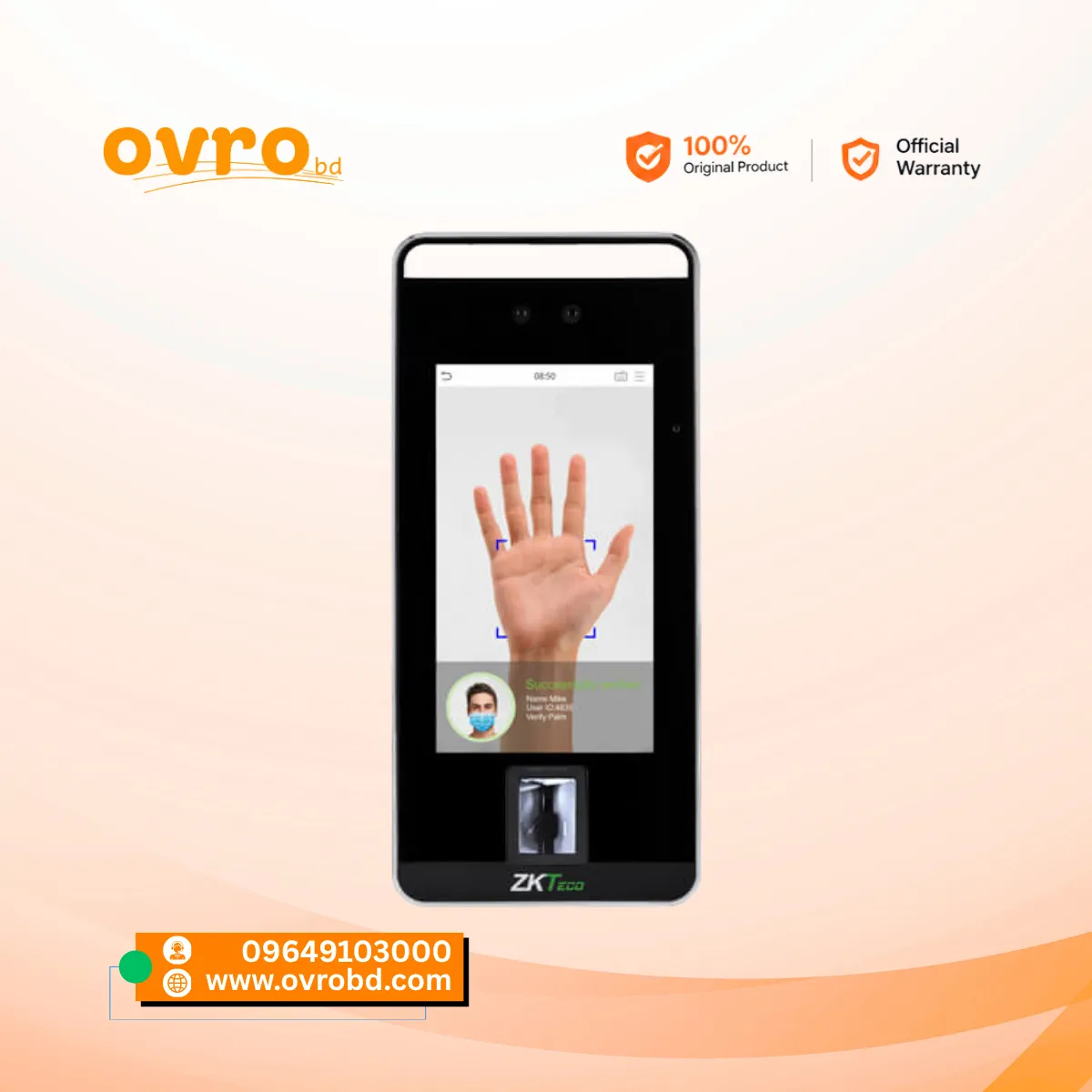 ZKTeco SpeedFace-V5L WiFi Face Recognition & Fingerprint Attendance Machine